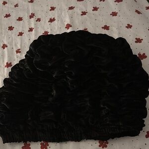 Black Velvet Scrunchie bonnet Cap